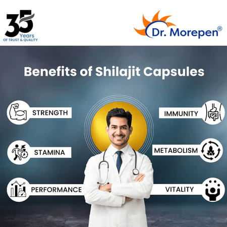 Dr. Morepen Shilajit And Testosterone Booster Capsules And Tablets - 60 Capsules & 60 Veg Tablets
