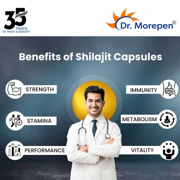 Dr. Morepen Shilajit And Testosterone Booster Capsules And Tablets - 60 Capsules & 60 Veg Tablets
