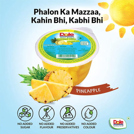 Dole Fruit Bowls Diced Pineapple In Fruit Juice 113g (Prepack4 Pineapple 904gm (Pack Of 2))
