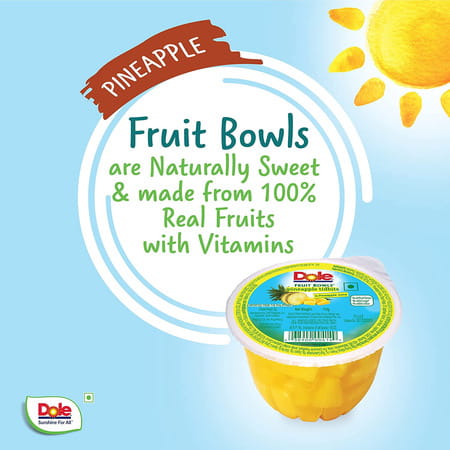 Dole Fruit Bowls Diced Pineapple In Fruit Juice 113g (prepack4 Pineapple 904gm (pack Of 2))
