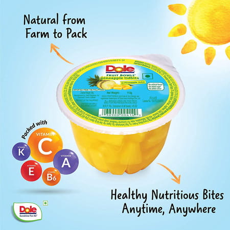 Dole Fruit Bowls Diced Pineapple In Fruit Juice 113g (Prepack4 Pineapple 904gm (Pack Of 2))
