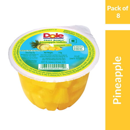 Dole Fruit Bowls Diced Pineapple In Fruit Juice 113g (Prepack4 Pineapple 904gm (Pack Of 2))