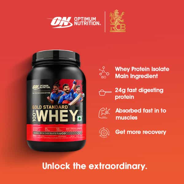 Optimum Nutrition (On) Gold Standard 100% Whey Protein Double Rich Chocolate Flavour 907Gm Powder