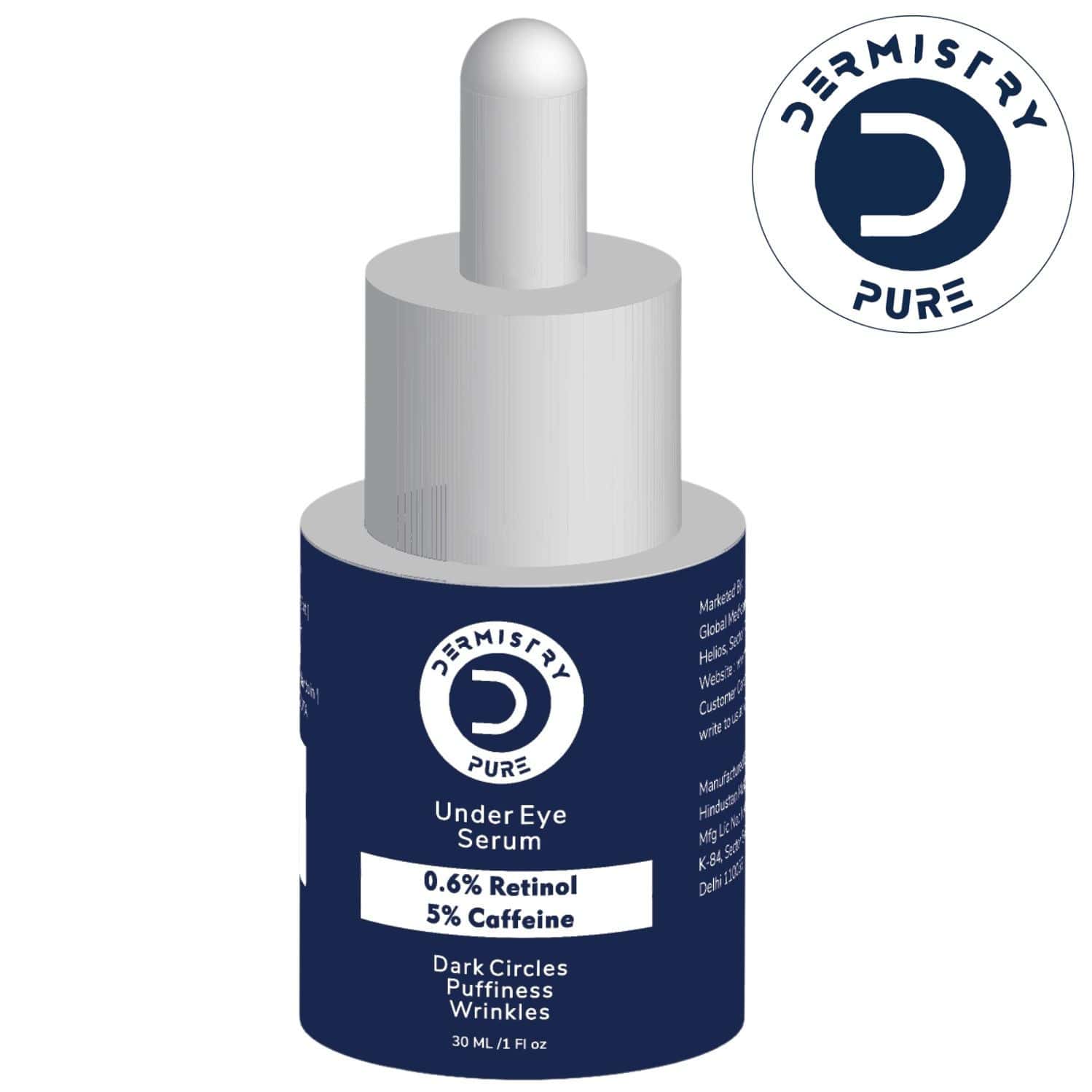 Dermistry 0.6% Retinol 5% Caffeine Under Eye Serum Puffiness Fine Line Wrinkles Puffy Dark Eyes 30ml