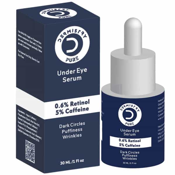 Dermistry 0.6% Retinol 5% Caffeine Under Eye Serum Puffiness Fine Line Wrinkles Puffy Dark Eyes 30Ml