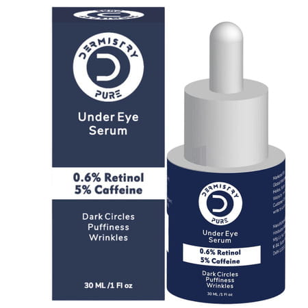 Dermistry 0.6% Retinol 5% Caffeine Under Eye Serum Puffiness Fine Line Wrinkles Puffy Dark Eyes 30ml