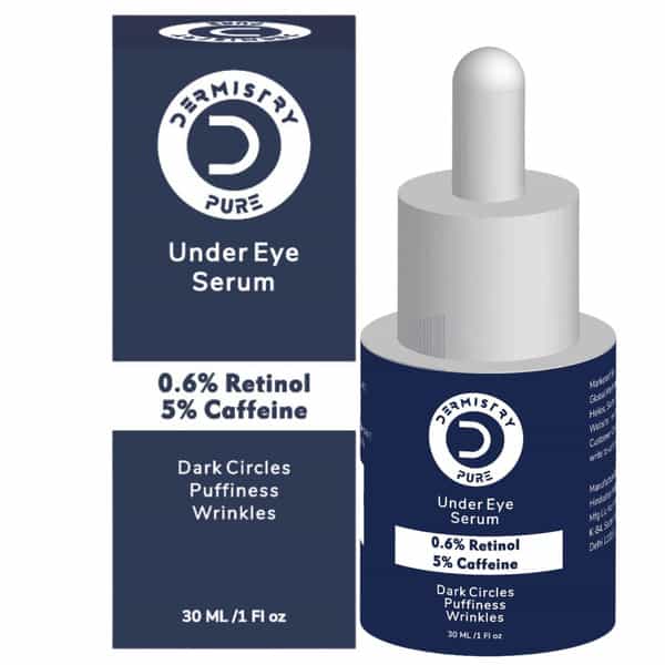Dermistry 0.6% Retinol 5% Caffeine Under Eye Serum Puffiness Fine Line Wrinkles Puffy Dark Eyes 30Ml