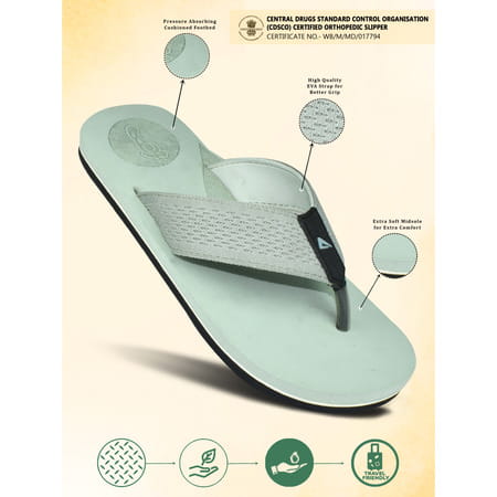 Ortho Cheer Men'S Orthopedic And Diabetic Friendly Slipper | Grey | Size 10 -1 Pair