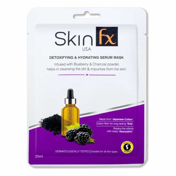 Skin Fx Detoxifying & Hydrating Serum Mask, Blueberry & Charcoal Cleansing The Dirt & Impurity 25 Ml