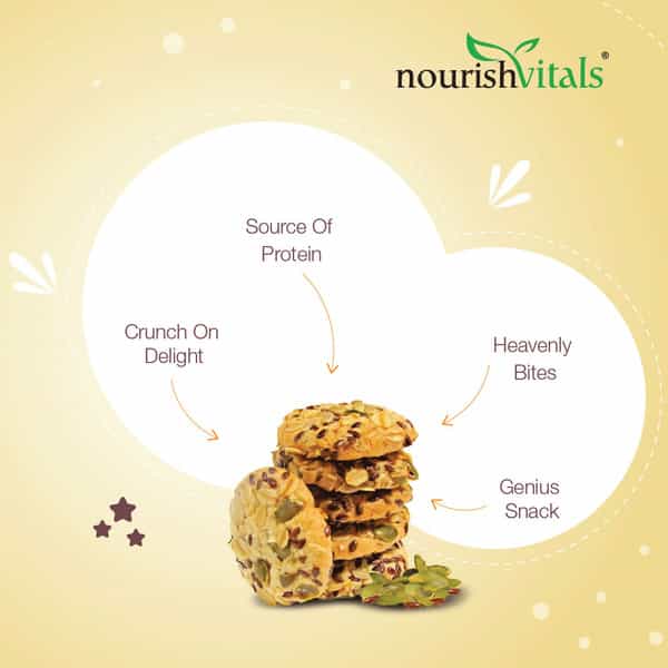 Nourishvitals Pista Cranberry Cookies + Multigrain Cookies Heavenly Bites Genius Snack 120G Each