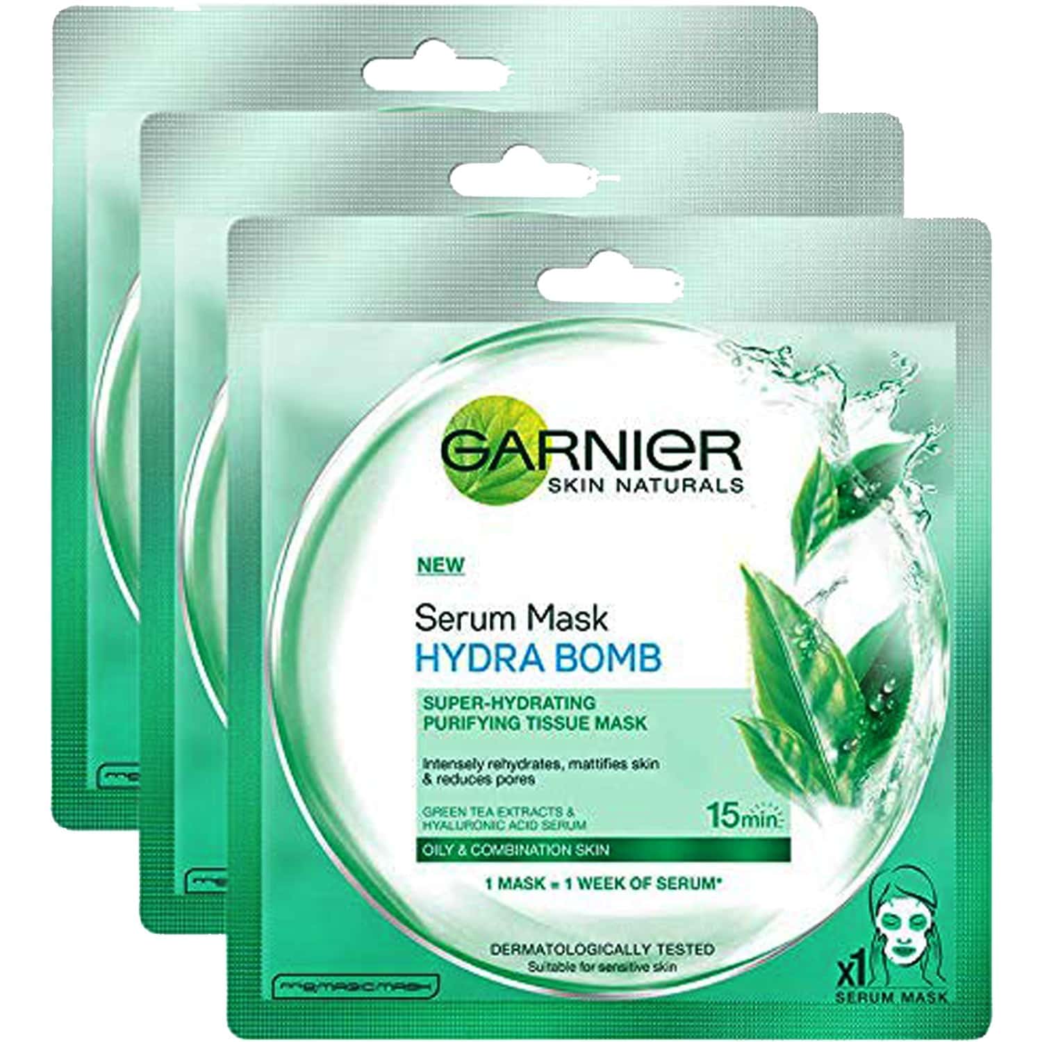 Buy GARNIER SKIN NATURALS GREEN TEA AND HYALURON FACE SERUM SHEET MASK