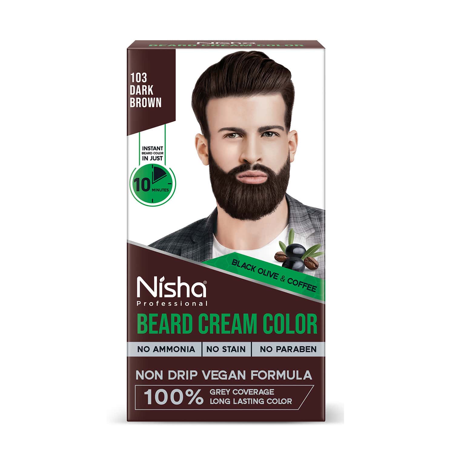 Nisha Beard Colour For Men Dark Brown 120g | Professional Beard Hair Colour | Ammonia Free