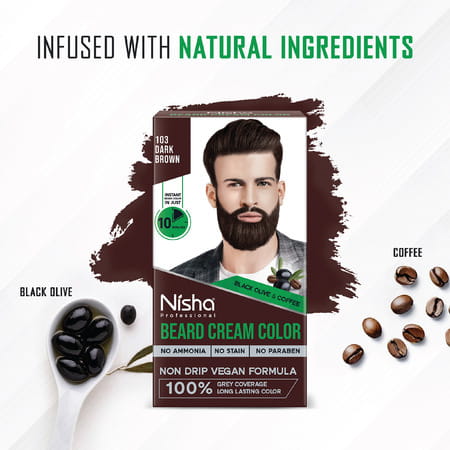 Nisha Beard Colour For Men Dark Brown 120g | Professional Beard Hair Colour | Ammonia Free