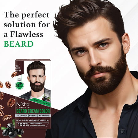 Nisha Beard Colour For Men Dark Brown 120g | Professional Beard Hair Colour | Ammonia Free