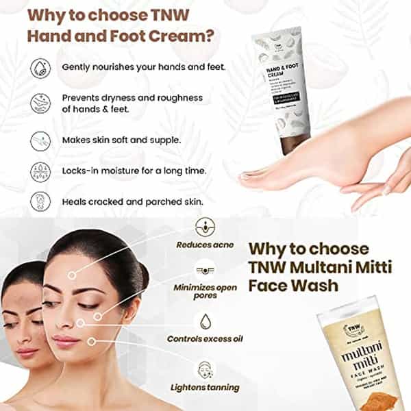 Tnw The Natural Wash Hand And Foot Cream & Multani Mitti Face Wash Multi- Benefits | Organic |
