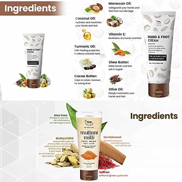 Tnw The Natural Wash Hand And Foot Cream & Multani Mitti Face Wash Multi- Benefits | Organic |