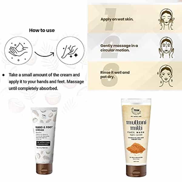 Tnw The Natural Wash Hand And Foot Cream & Multani Mitti Face Wash Multi- Benefits | Organic |