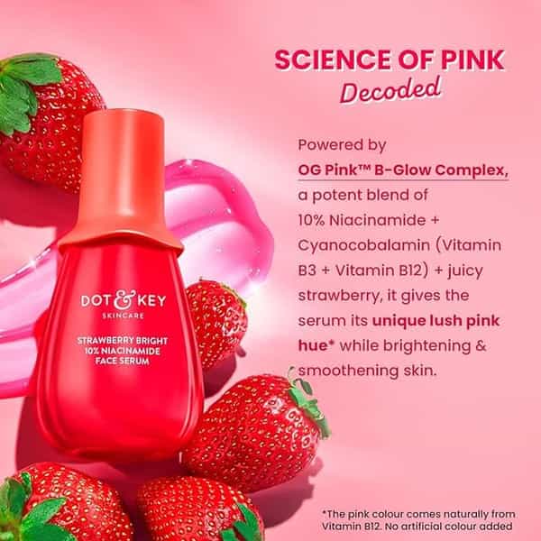 Dot & Key 10% Niacinamide + Strawberry Face Serum With Vitamin B12 & Hyaluronic Acid | 30Ml
