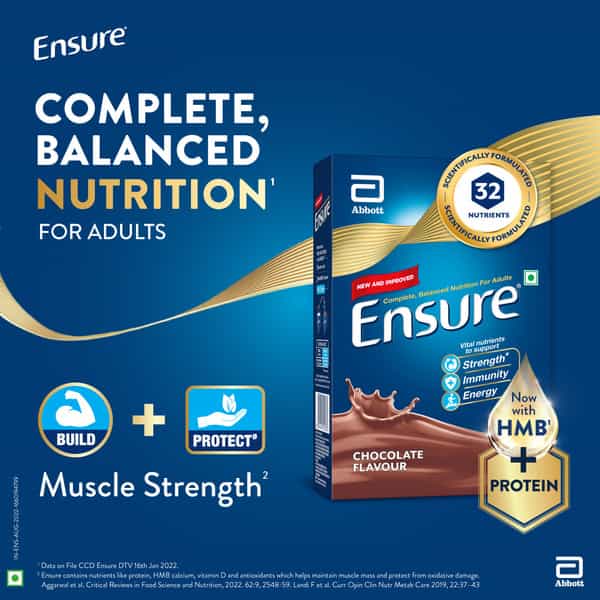 Ensure Balanced Nutrition For Adults Chocolate Flavour With Hbm Box Of 400 Gm