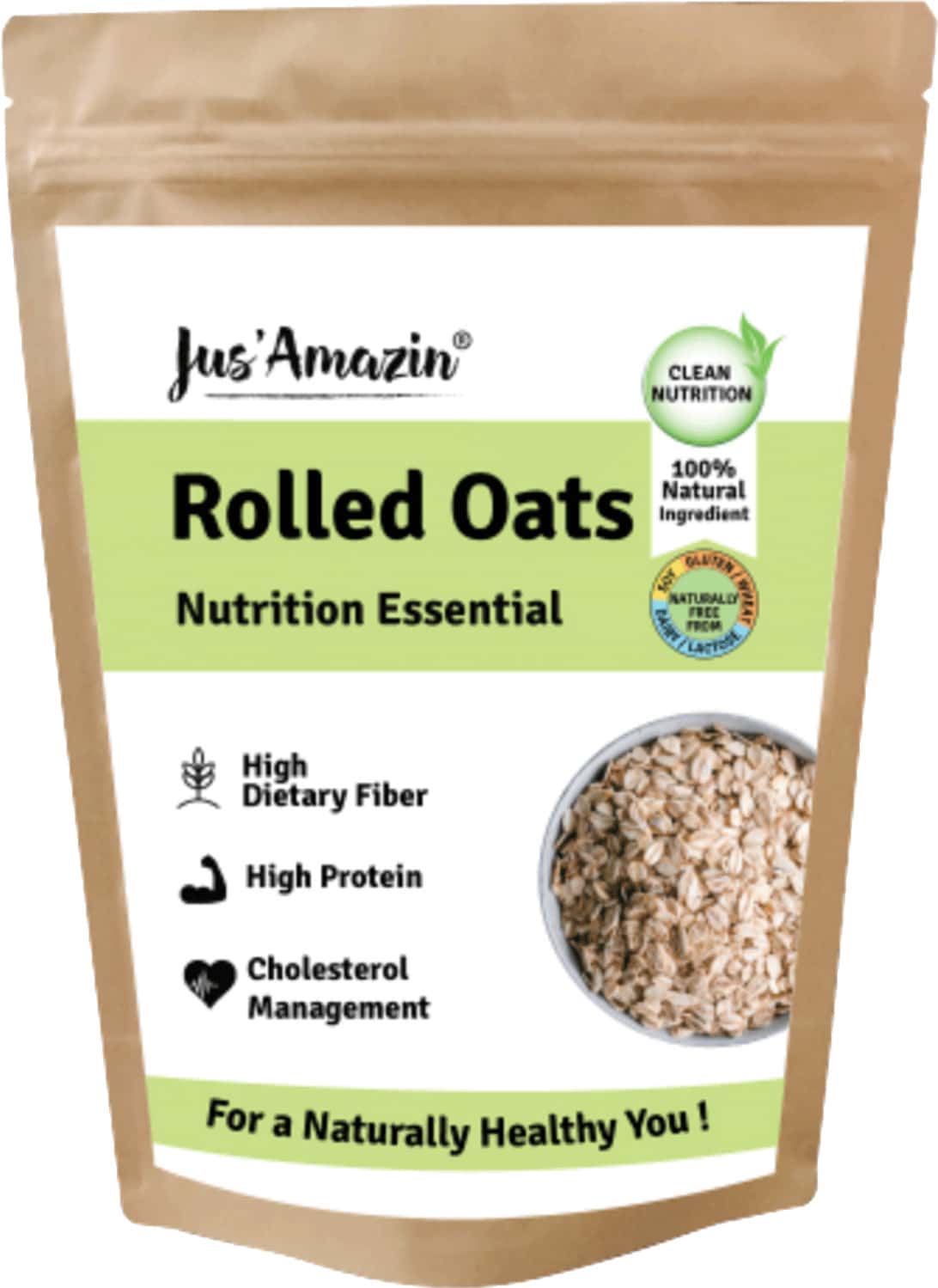 Buy JUS AMAZIN ROLLED OATS (1KG) CLEAN NUTRITION HIGH PROTEIN