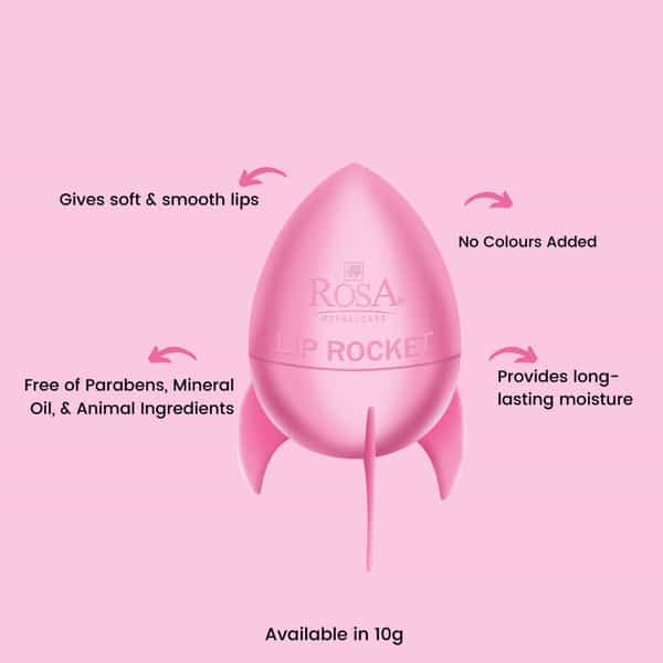 Rosa Lip Rocket Lip Balm - Strawberry With Cocoa Butter & Lavender Oil I Soft Lips I Pack 1- 10Gm