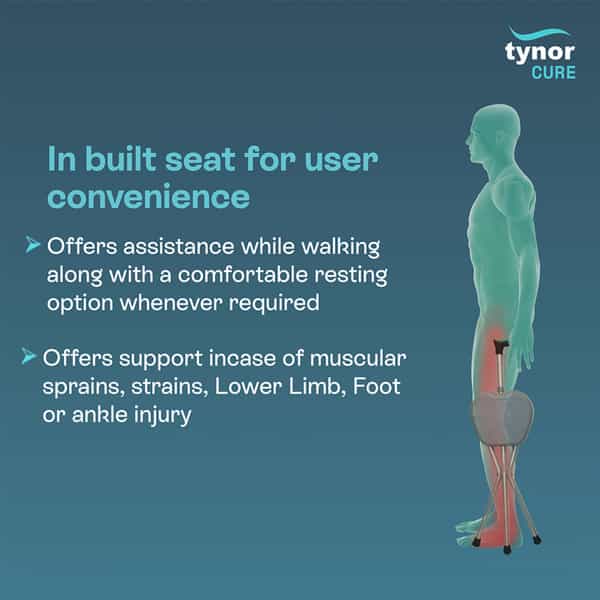 Tynor Walking Stick With Seat | Grey | Universal | 1 Unit