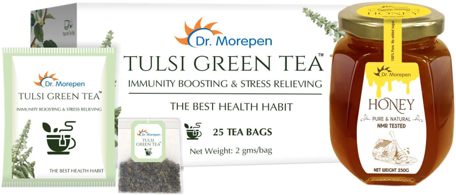 Dr. Morepen Natural & Pure Nmr Tested Honey- 250g & Tulsi Green Tea - 25bags- Immunity Booster Kit