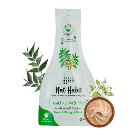 Nat Habit Neem Bhringraj Fresh Hair Mask Anti-Dandruff | Itch Control & Frizzy Hair Treatment (40g)
