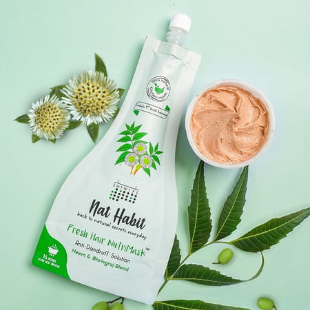 Nat Habit Neem Bhringraj Fresh Hair Mask Anti-Dandruff | Itch Control & Frizzy Hair Treatment (40g)
