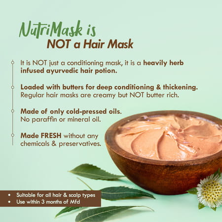 Nat Habit Neem Bhringraj Fresh Hair Mask Anti-Dandruff | Itch Control & Frizzy Hair Treatment (40g)