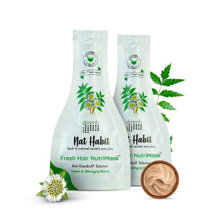 Nat Habit Neem Bhringraj Fresh Hair Mask Anti-Dandruff | Itch Control & Frizzy Hair Treatment (40g)