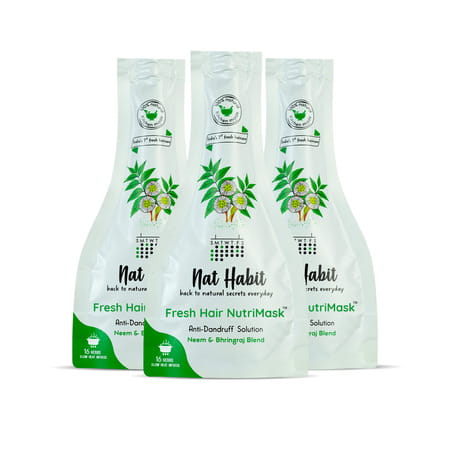 Nat Habit Neem Bhringraj Fresh Hair Mask Anti-Dandruff | Itch Control & Frizzy Hair Treatment (40g)