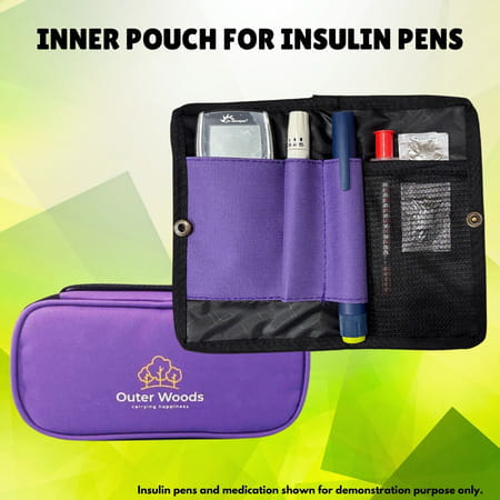 Outer Woods Insulin Cooler Bag With 2 Ice Gel Packs | 6+ Hrs Cooling | Insulin Travel Pouch - Purple