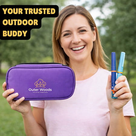 Outer Woods Insulin Cooler Bag With 2 Ice Gel Packs | 6+ Hrs Cooling | Insulin Travel Pouch - Purple