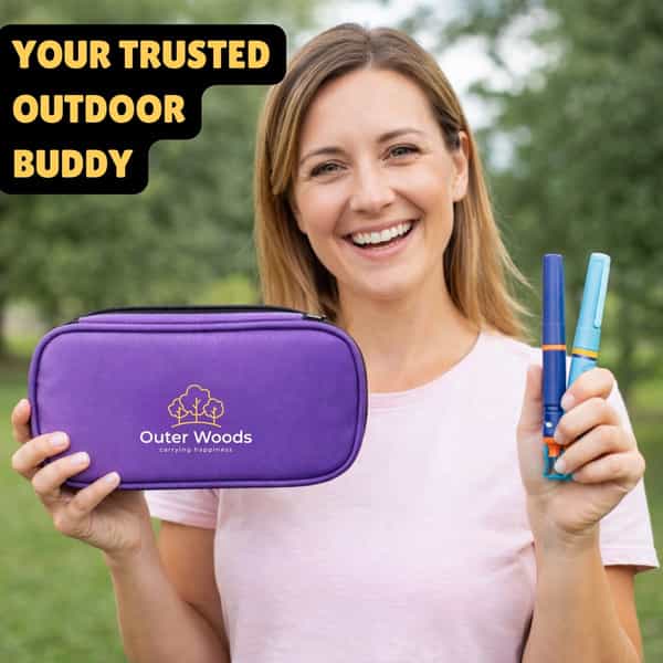 Outer Woods Insulin Cooler Bag With 2 Ice Gel Packs | 6+ Hrs Cooling | Insulin Travel Pouch - Purple