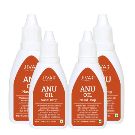 Jiva Anu Oil - Anu Tail Pure Herbs Used Unblocks Nasal Congestion Nasal Drop -20ml (Pack Of 4)