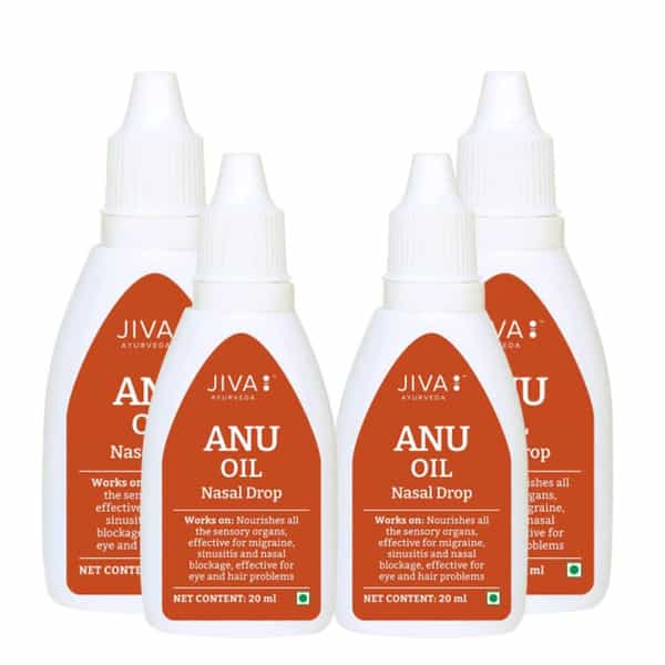 Jiva Anu Oil - Anu Tail Pure Herbs Used Unblocks Nasal Congestion Nasal Drop -20Ml (Pack Of 4)