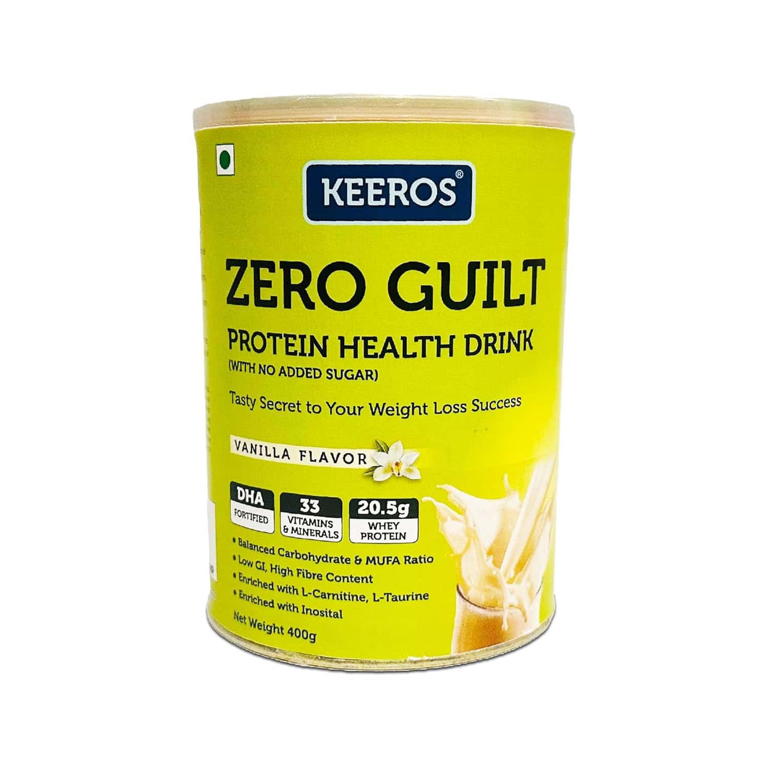 Keeros Zero Guilt Protein Health Drink Vanilla Flavor 400 Gm