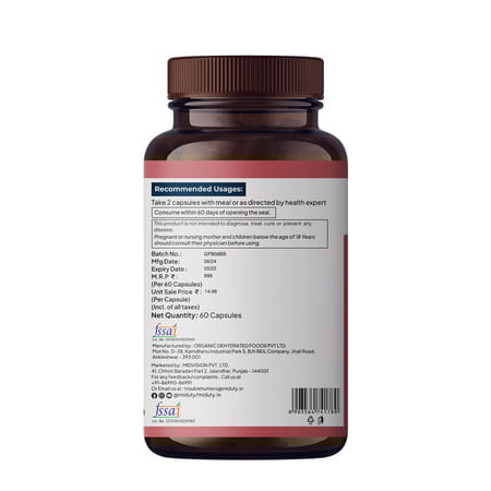 Miduty Organic Blood Builder - Iron Vit C - Energy Hemoglobin Support - Anemia- 60 Capsules