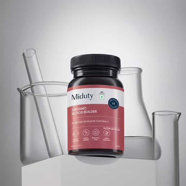 Miduty Organic Blood Builder - Iron Vit C - Energy Hemoglobin Support - Anemia- 60 Capsules