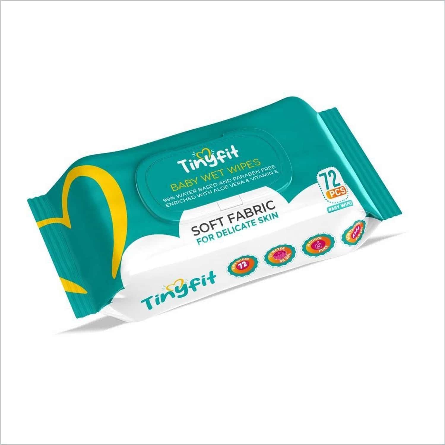 Tinyfit Soft Cleansing Baby Wipes | Enriched With Aloe Vera & Vitamin E | 99% Water Based | 72 Wipes