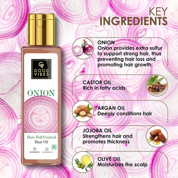 Good Vibes Onion Hairfall Control Hair Oil - 100Ml