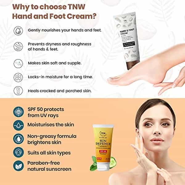 Tnw The Natural Wash Hand/Foot Cream With Vitamin E,Shea Butter + Spf 50 Pa++ Free Products,100 Ml