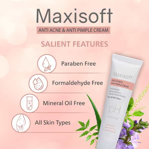 Maxisoft Anti Acne & Anti Pimple | Ph Balanced | Cream | Tube | 25 Gm | Pack Of 2