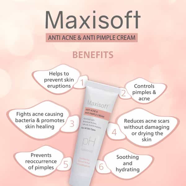 Maxisoft Anti Acne & Anti Pimple | Ph Balanced | Cream | Tube | 25 Gm | Pack Of 2