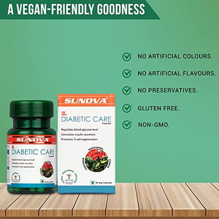 Sunova Diabetic Care Capsules | Fenugreek Gudmar And Daruharidra Extract - 60 Veg Capsules | 4 Packs