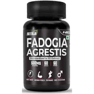 Nutrija Fadogia Agrestis Extract Standardized To 10:1 With Bioperine Highly Bioavailable - 120n