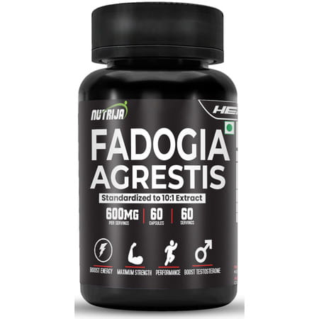 Nutrija Fadogia Agrestis Extract Standardized To 10:1 With Bioperine Highly Bioavailable - 120n
