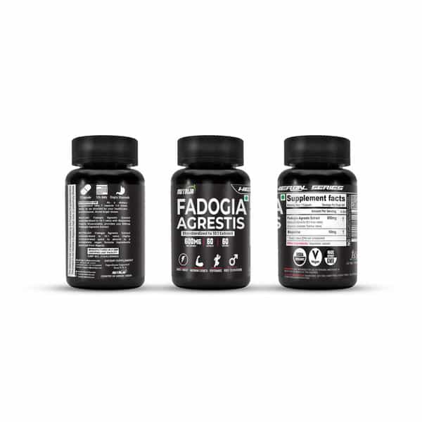 Nutrija Fadogia Agrestis Extract Standardized To 10:1 With Bioperine Highly Bioavailable - 120N