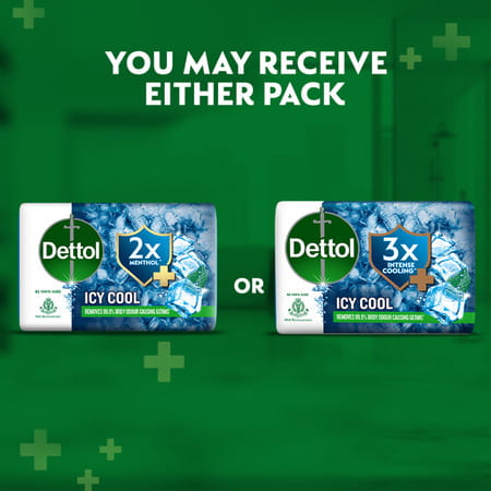 Dettol Icy Cool Bathing Soap Bar With 3x Intense Cooling (625gm) | 125gm - Pack Of 5